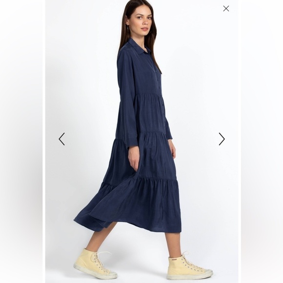 JOHNNY WAS Tiered Wanderer Dress Silk Blue Size Medium - Picture 12 of 12